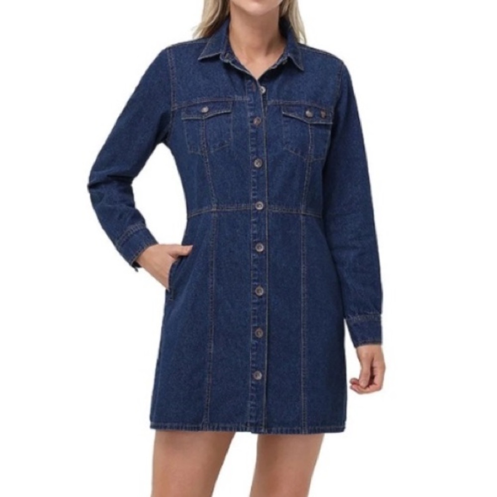 FRYE denim long sleeve mini dress size XS